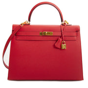 koop veilig online tegen de beste prijs As New Hermès Kelly 35 Sellier Rouge Tomate PHW