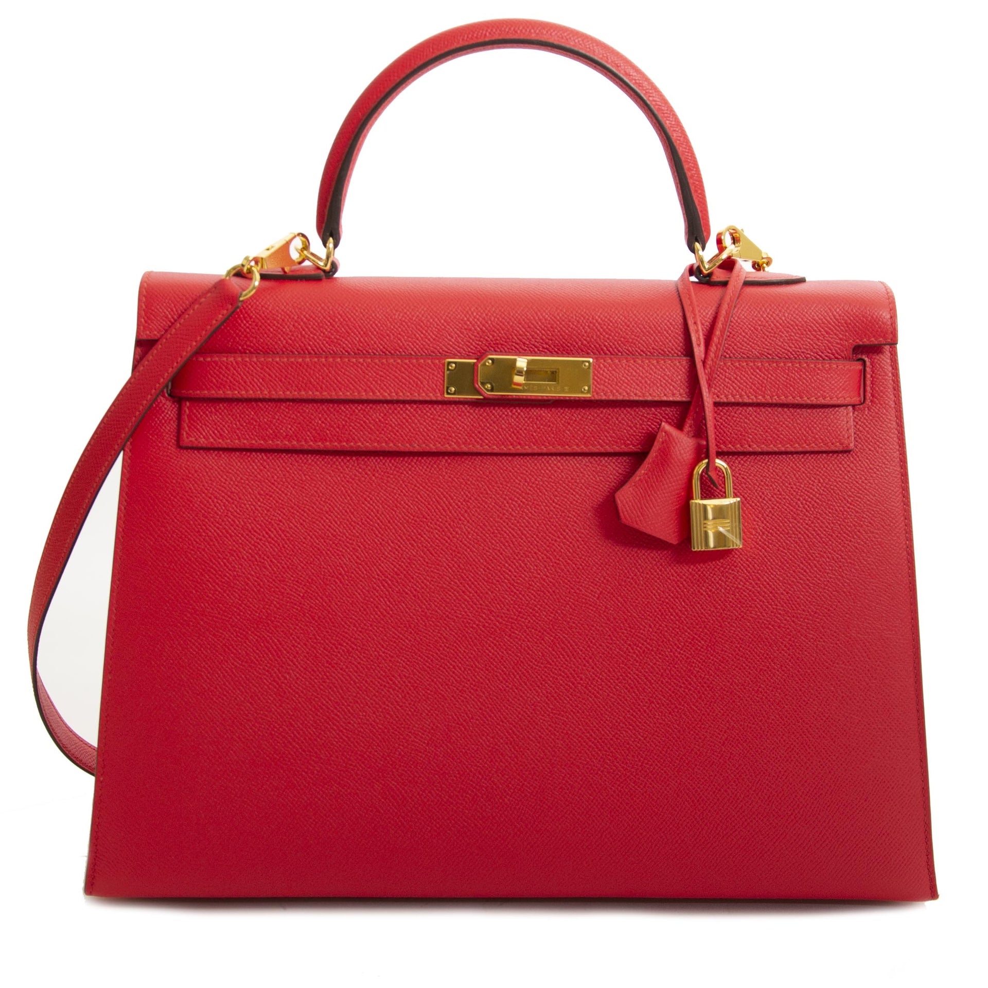 koop veilig online tegen de beste prijs As New Hermès Kelly 35 Sellier Rouge Tomate PHW