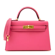 Hermès Kelly II Mini Veau Epsom Rose Azalee GHW shop safe and secure online at labellov.com