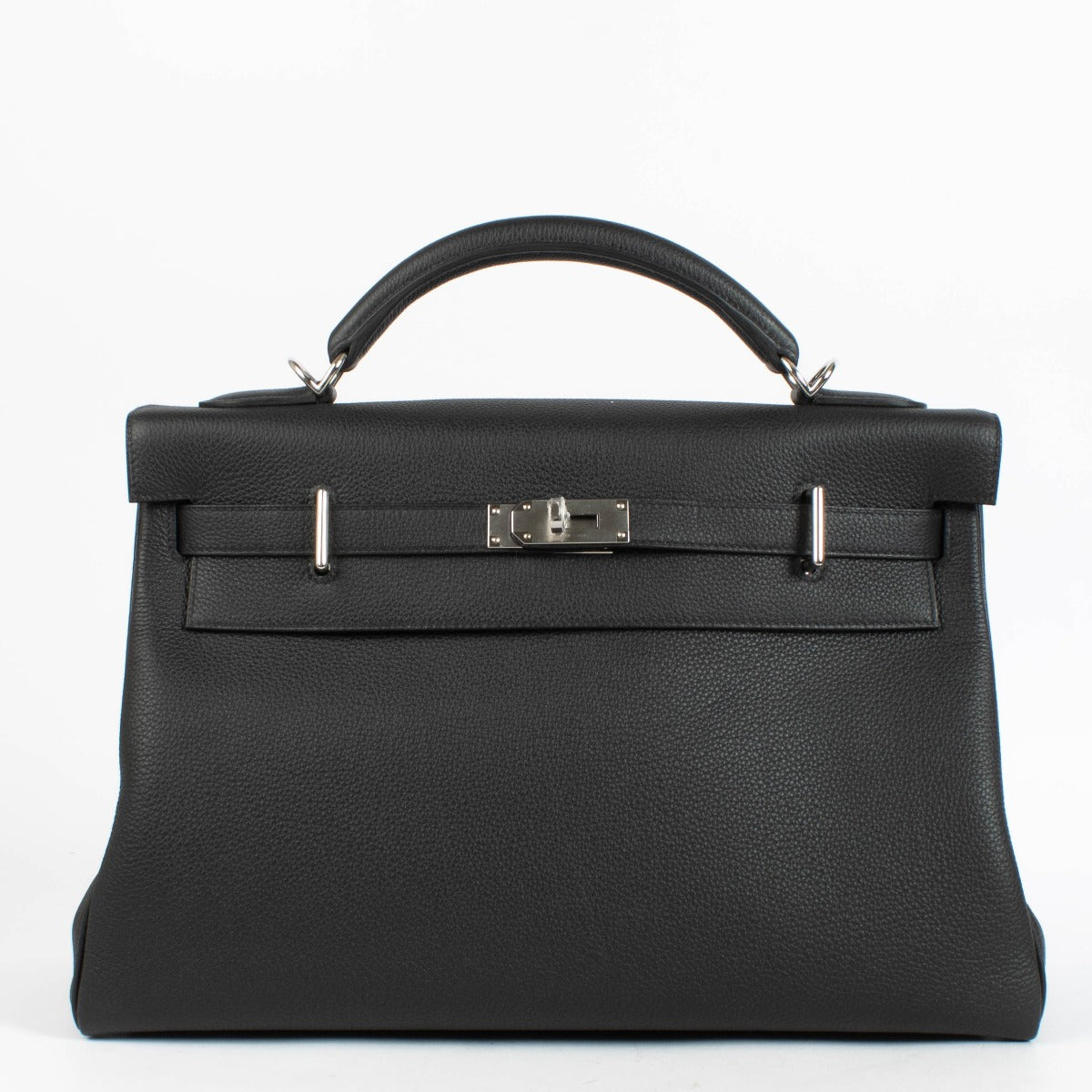 Authentic second hand designer luxury Hermès Kelly 42 Maxi Black Togo PHW