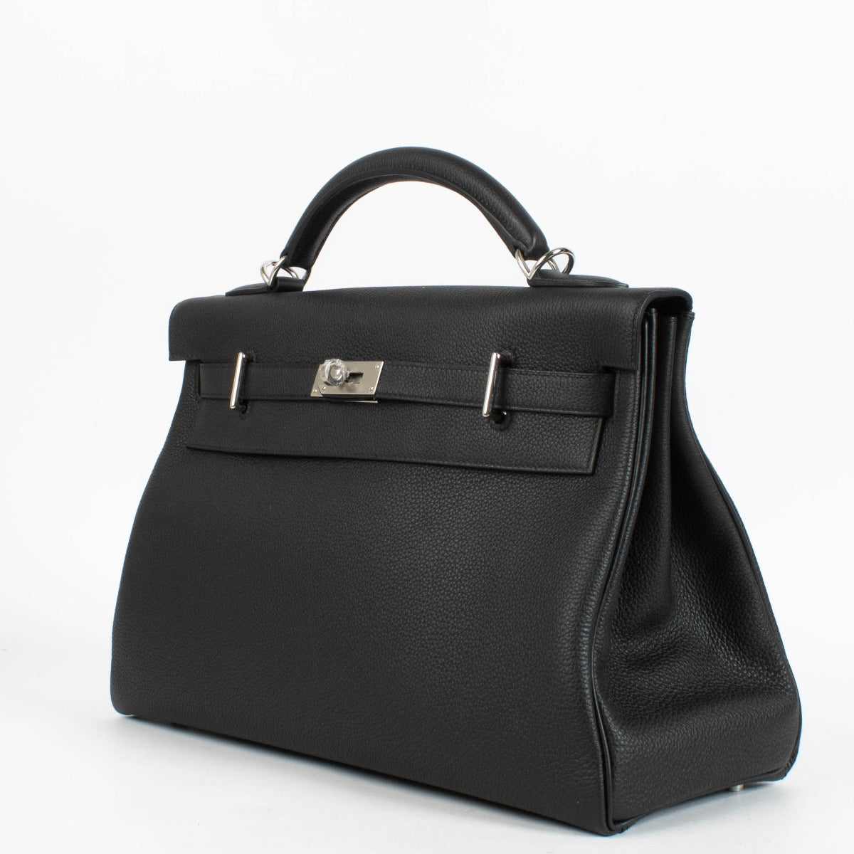 Authentic second hand designer luxury Hermès Kelly 42 Maxi Black Togo PHW