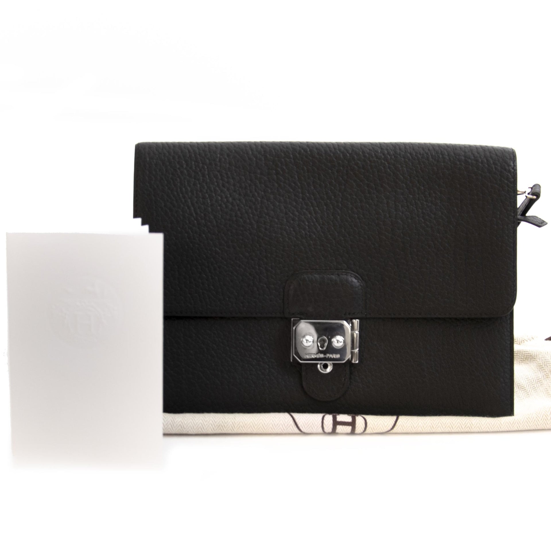acheter en ligne seconde main Hermes Black Fjord Pochette Jet