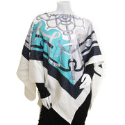 Hermès Shantung Twill Poncho Cape Turquoise Blue for sale online at Labellov secondhand luxury