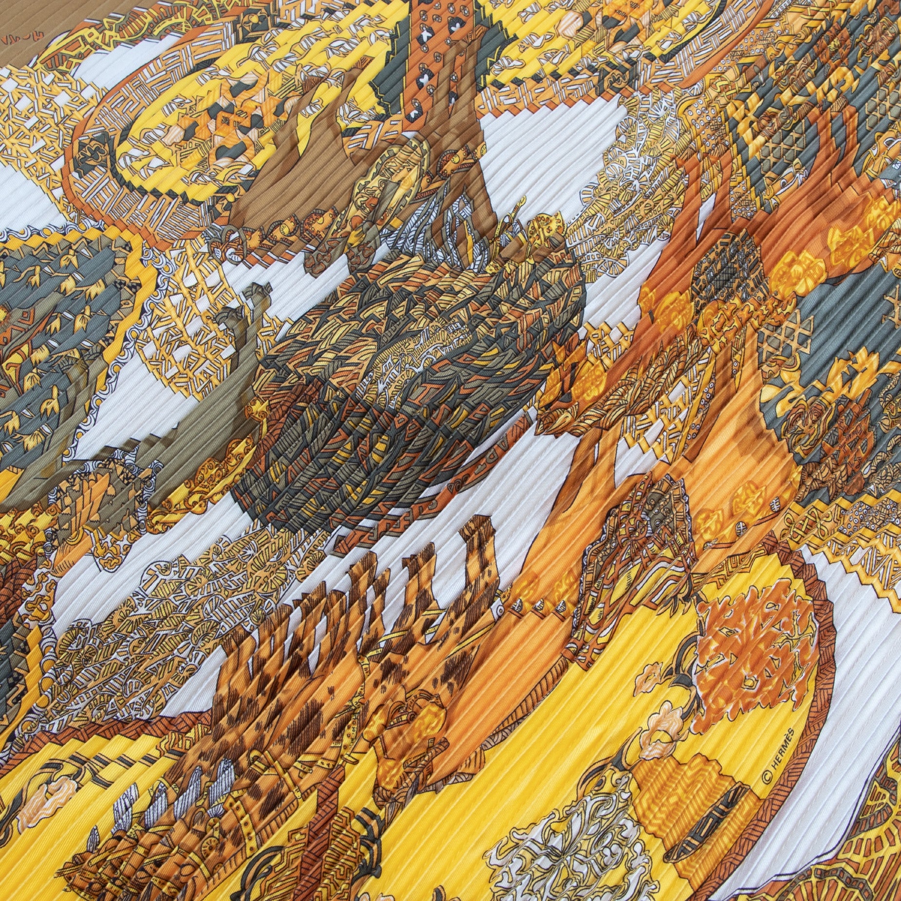 Hermès Multicolor Plissé Scarf