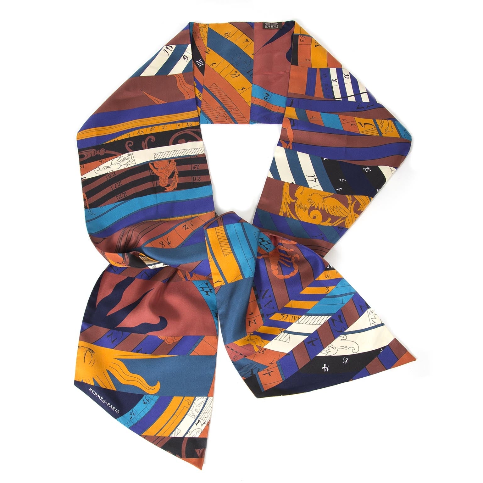koop Hermès Maxi Twilly Multi Color Silk Scarf bij labellov aan de beste prijs