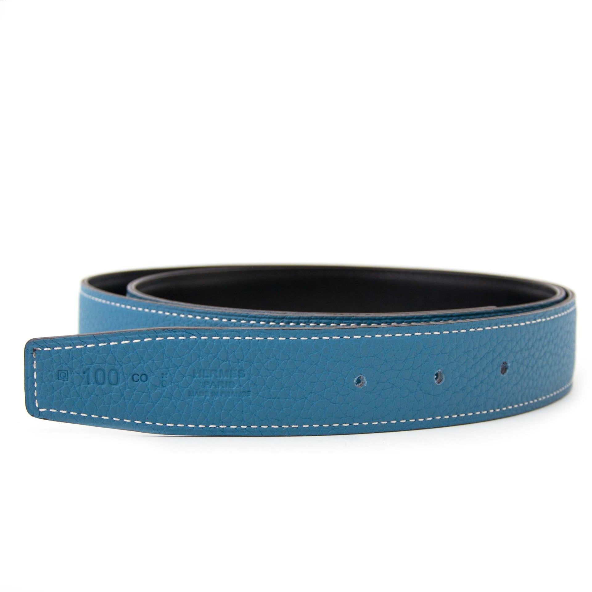Hermès Omkeerbare Riem Zwart en Blue Jean