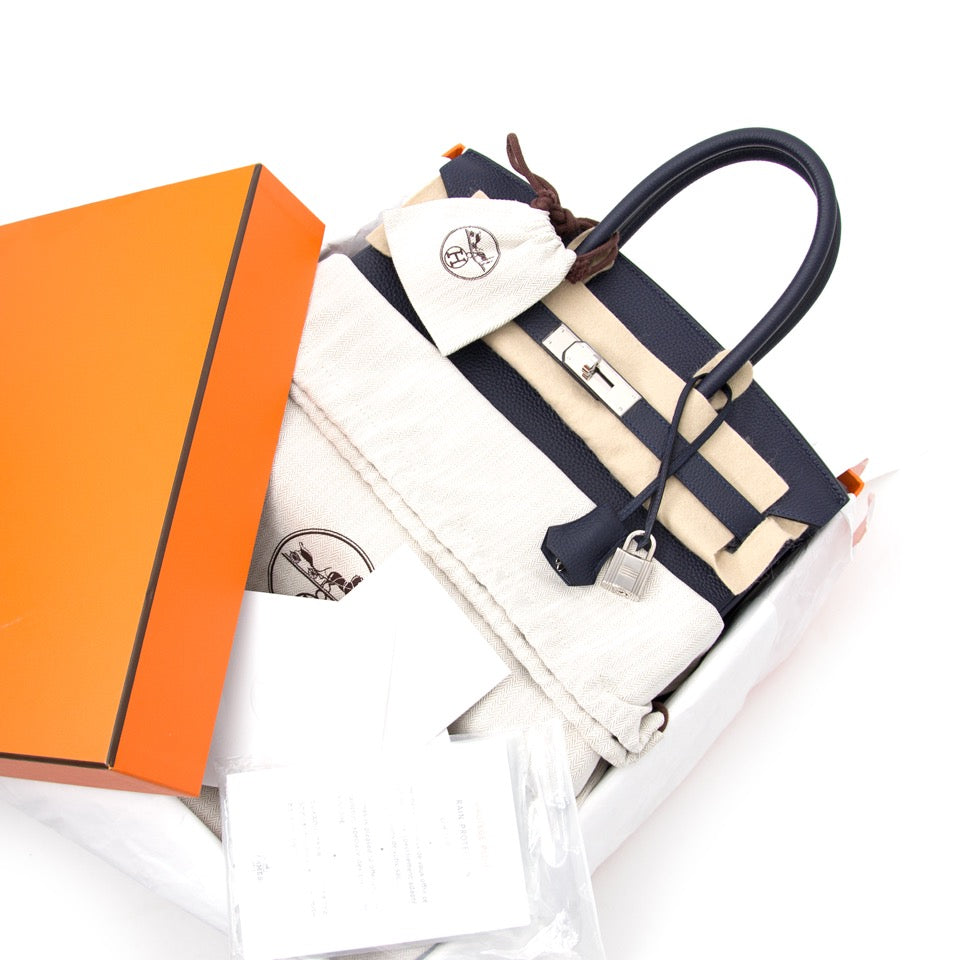 Buy now: timeless Hermès Birking 30 Bleu Nuit Togo in Belgium or online.