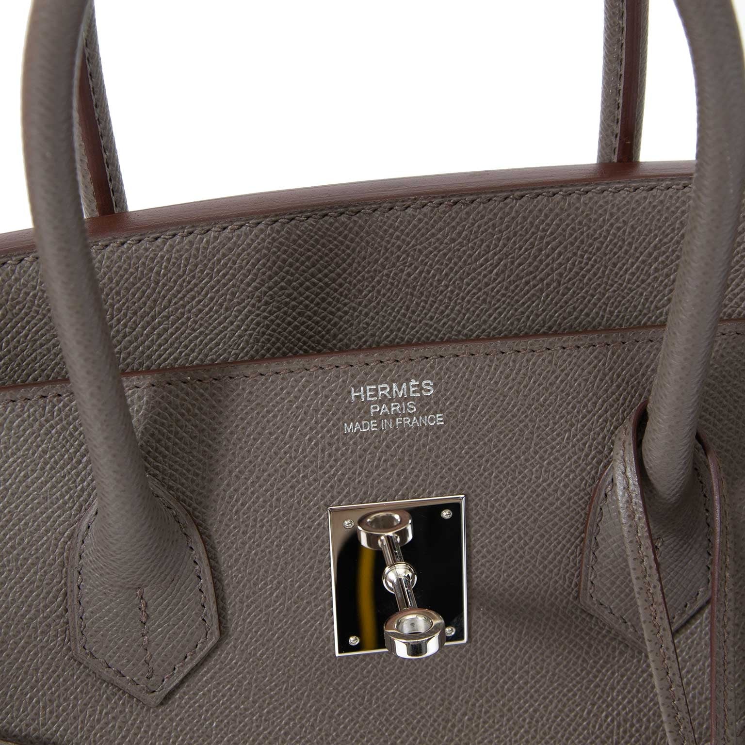 Achetez secur en ligne votre sac à mains Hermès Birkin en veau Epsom couleur Etain pour le meilleur prix