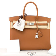 shop your designer secondhand BRAND NEW Hermès Birkin Bag 35 PHW Togo Gold real real worldwide shipping