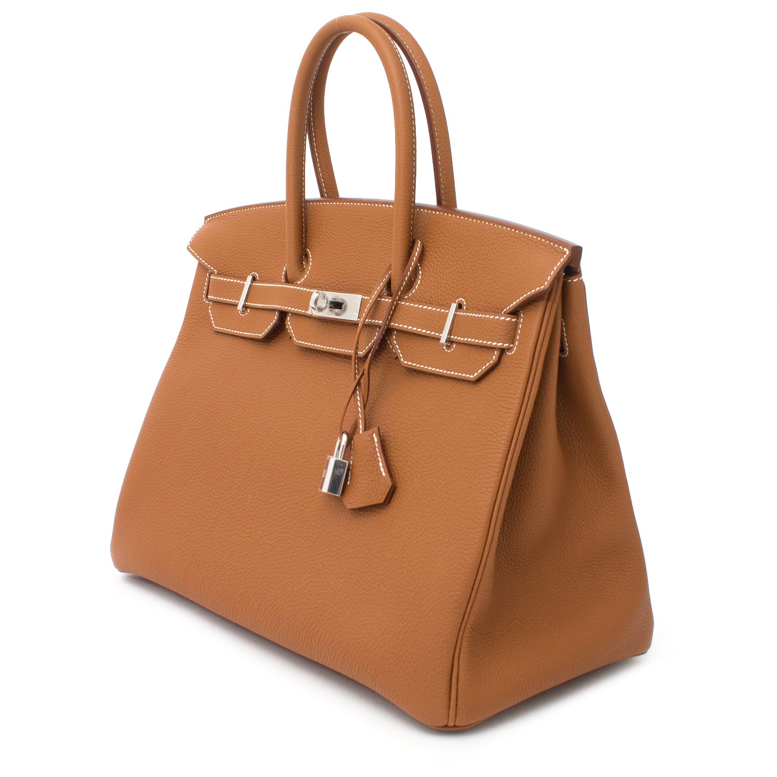 shop your designer 100% authentic safe and secure real real BRAND NEW Hermès Birkin Bag 35 PHW Togo Gold