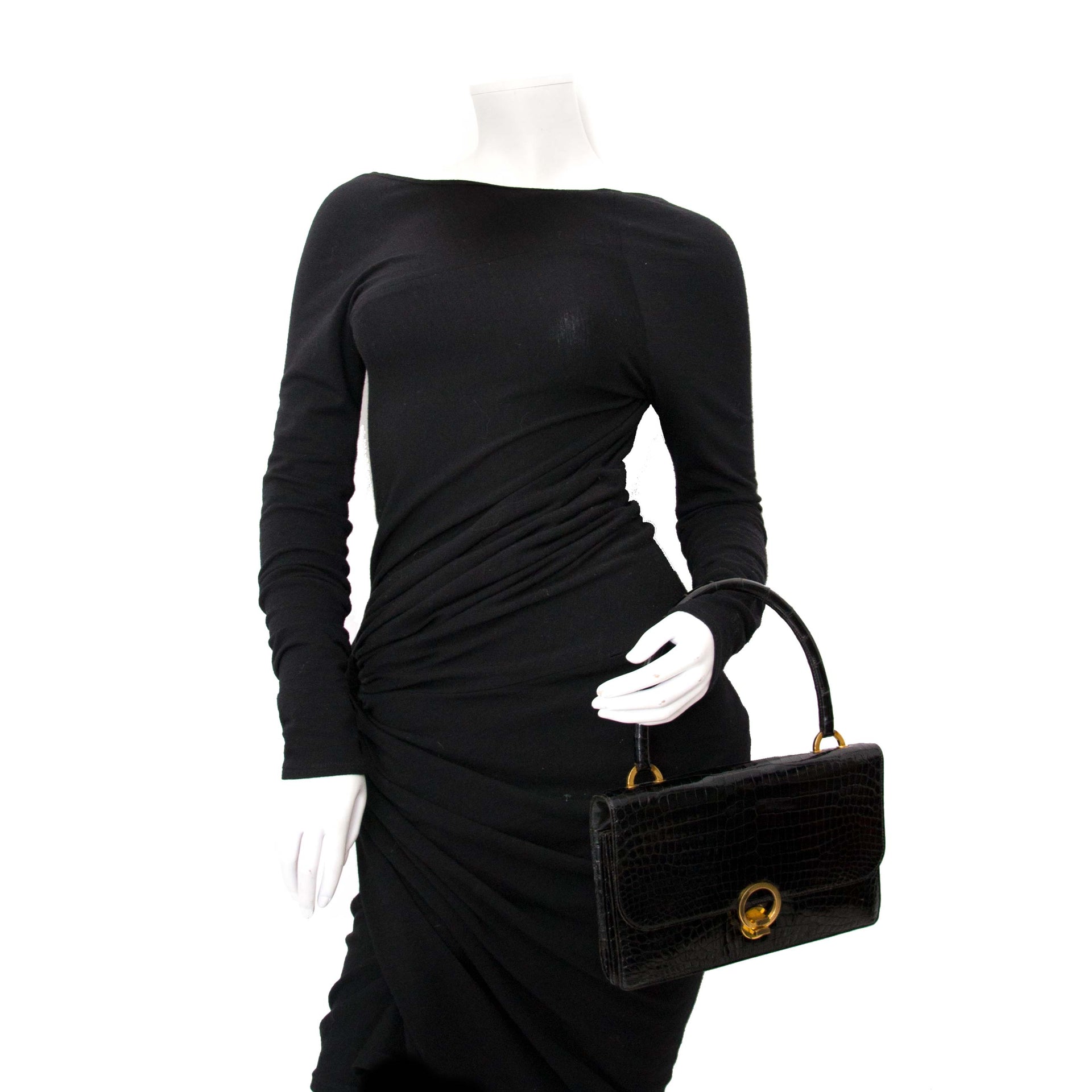 shop safe online your secondhand Hermes Black Sac Ring Croco