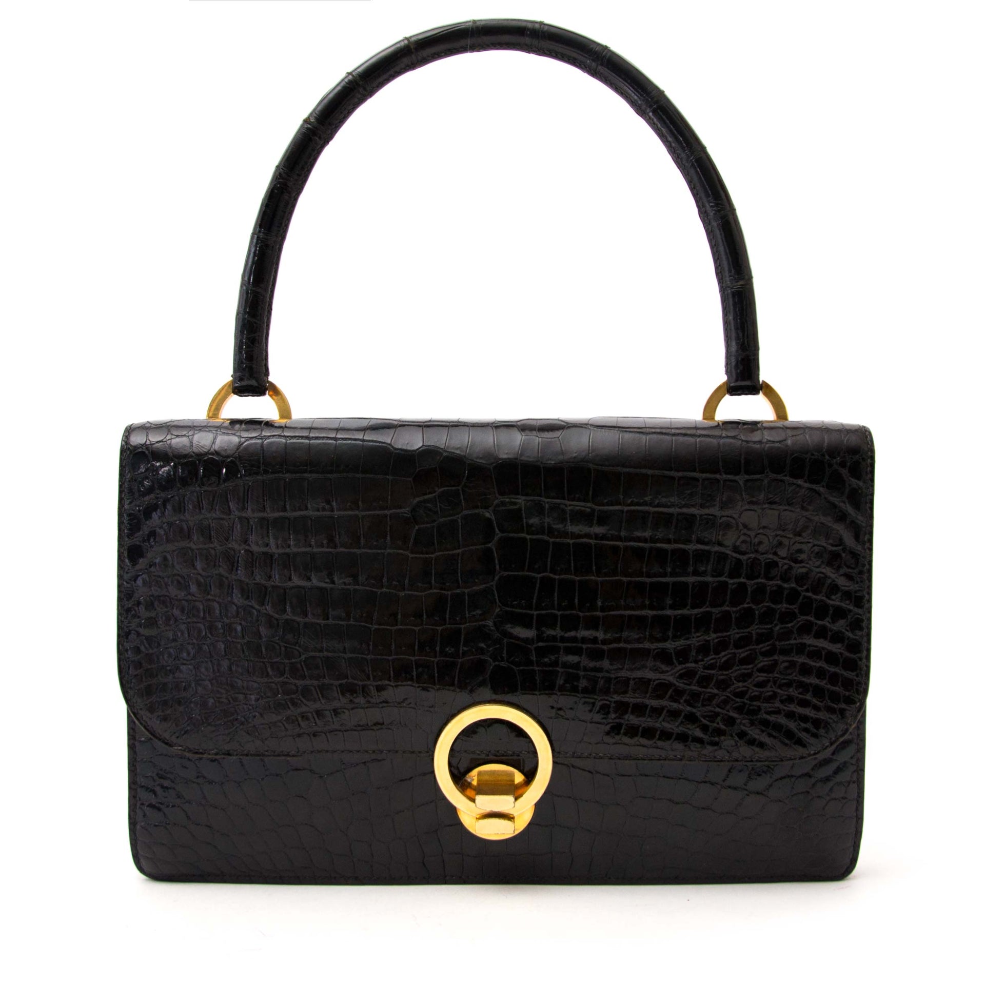 hard to find collectors item vintage searching for a secondhand Hermes Black Sac Ring Croco