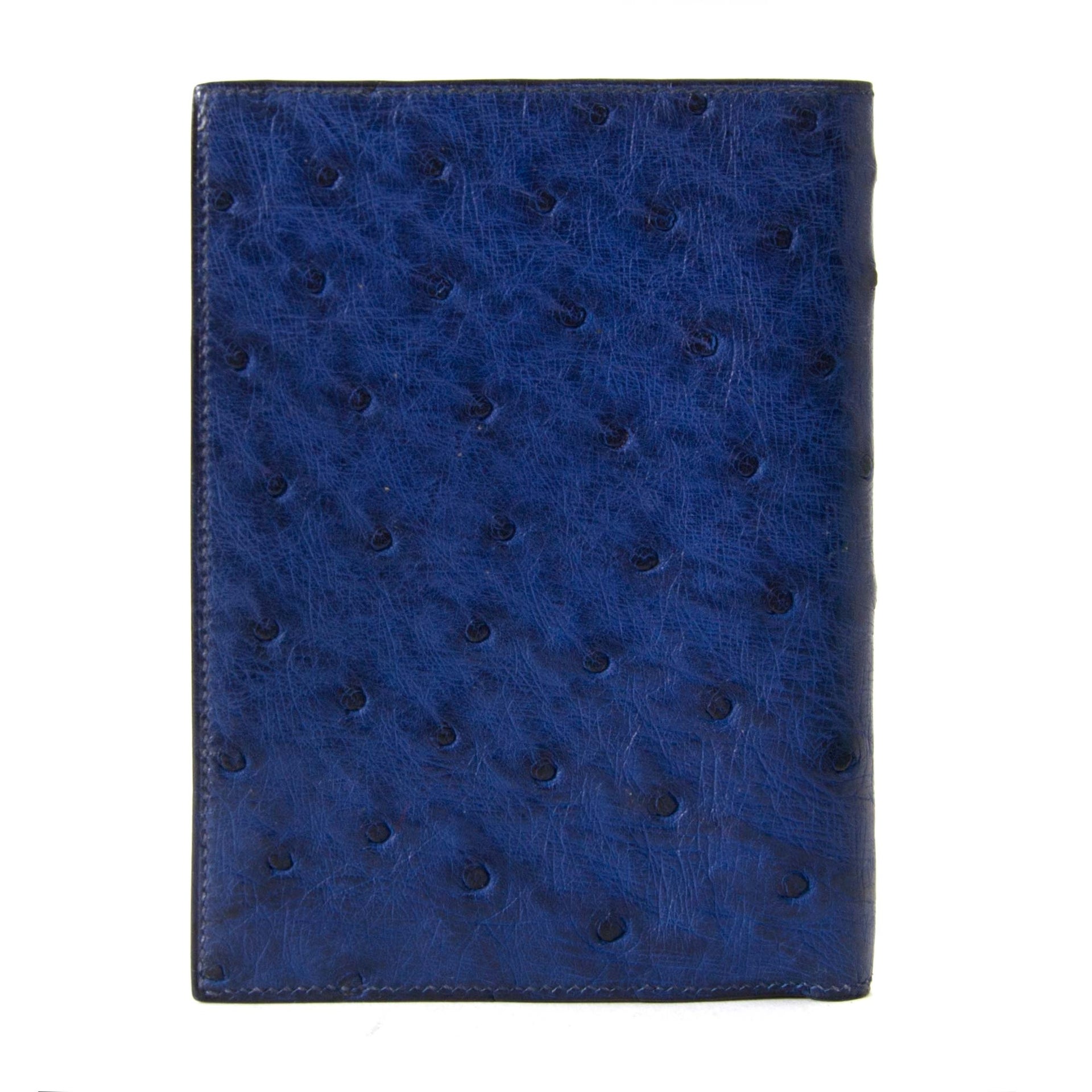 Hermès Indigo Blue Ostrich Fold Wallet now for sale at labellov vintage fashion webshop belgium