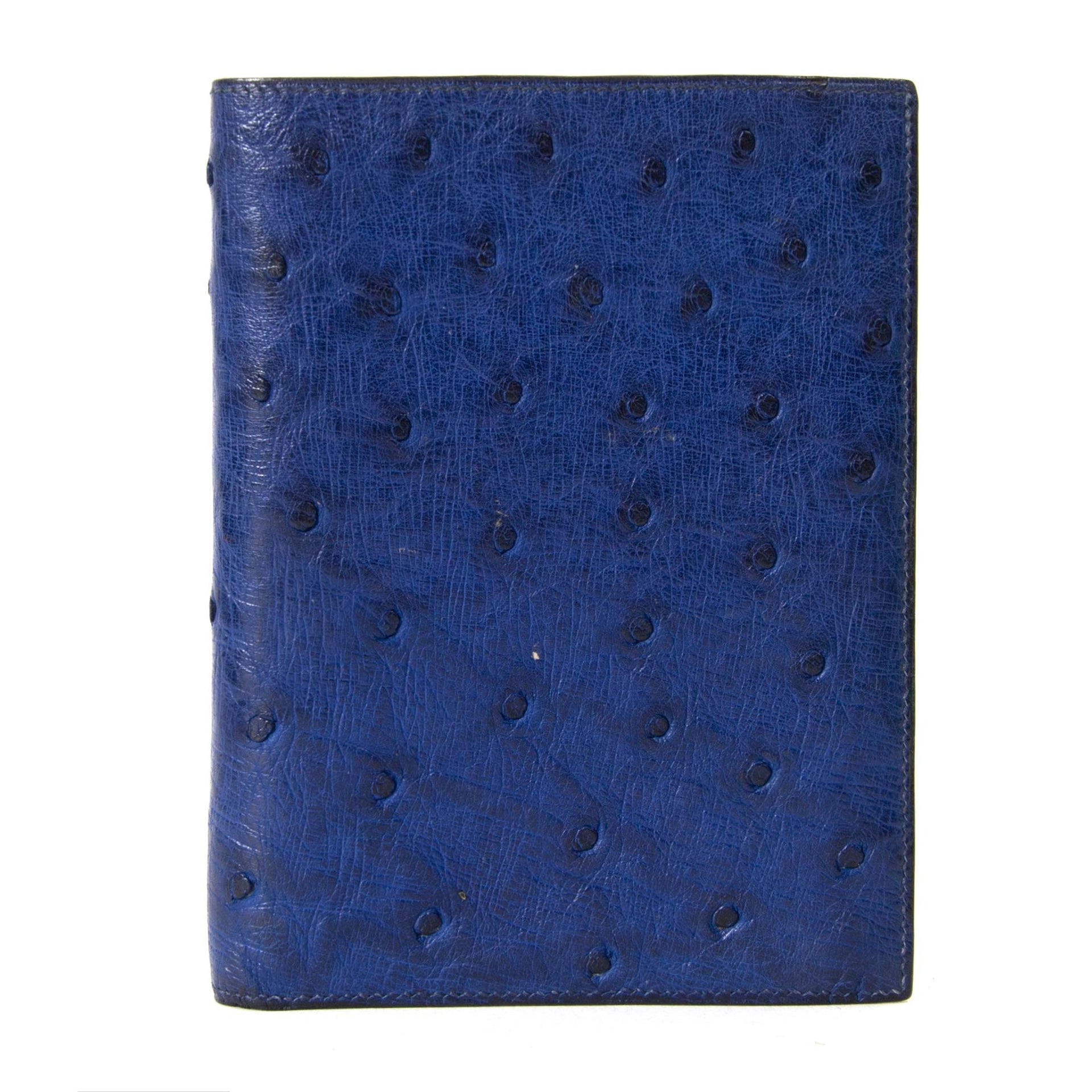 Hermès Indigo Blue Ostrich Fold Wallet now for sale at labellov vintage fashion webshop belgium
