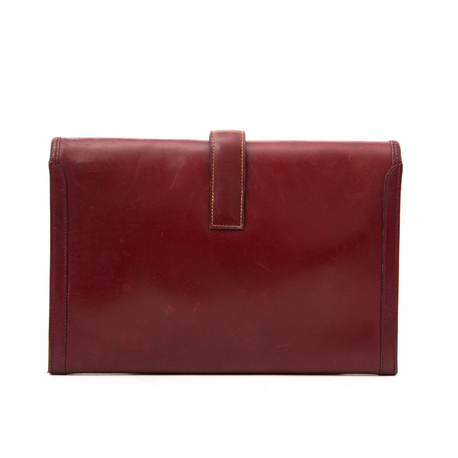 100% authentic vintage Hermes Bordeaux Jige clutch with worldwide shipping