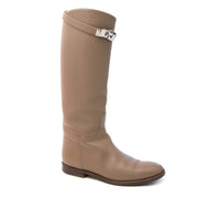 worldwide shipping secondhand Hermes Etoupe Bottes Jumping Veau Swift Forme Jopanais