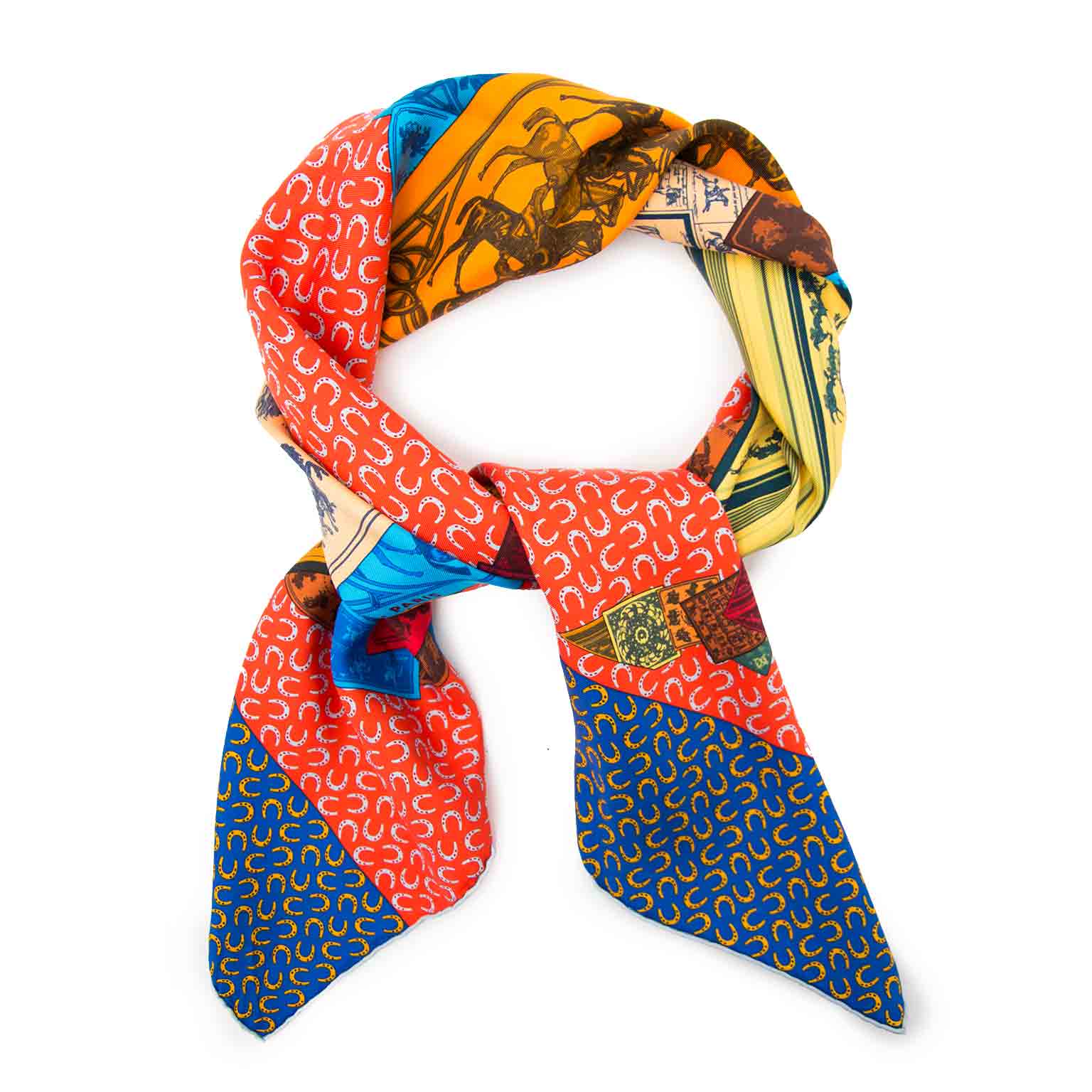 We buy your Hermès Silk Carré 'A Cheval sur Mon Carré' by Balli Baret for the best price available online.