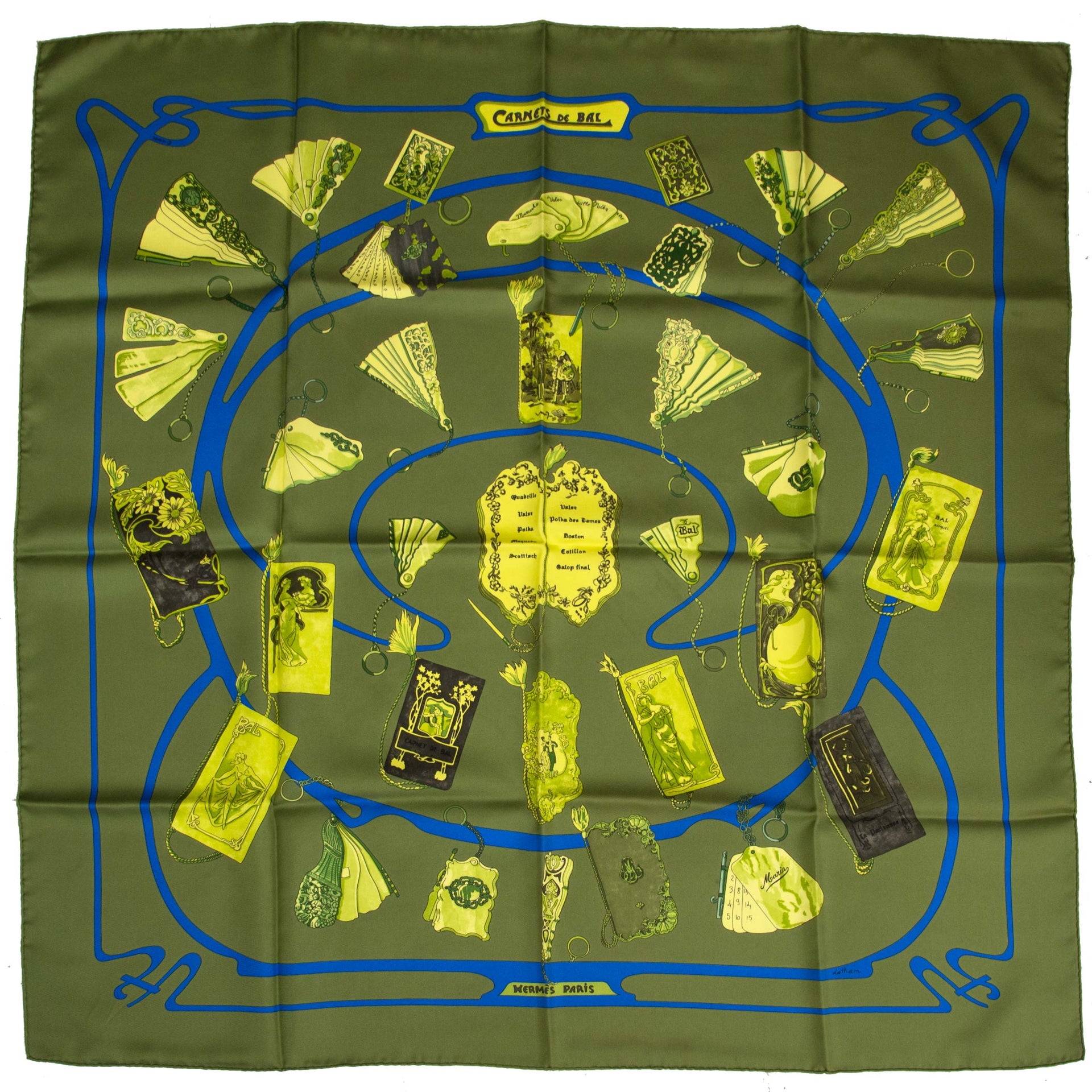 Carré de soie Hermès Carnets De Bal vert