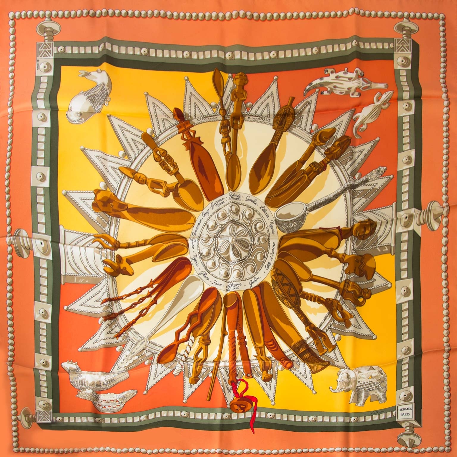 Hermès Silk Scarf Carré Cuillers d'Afrique