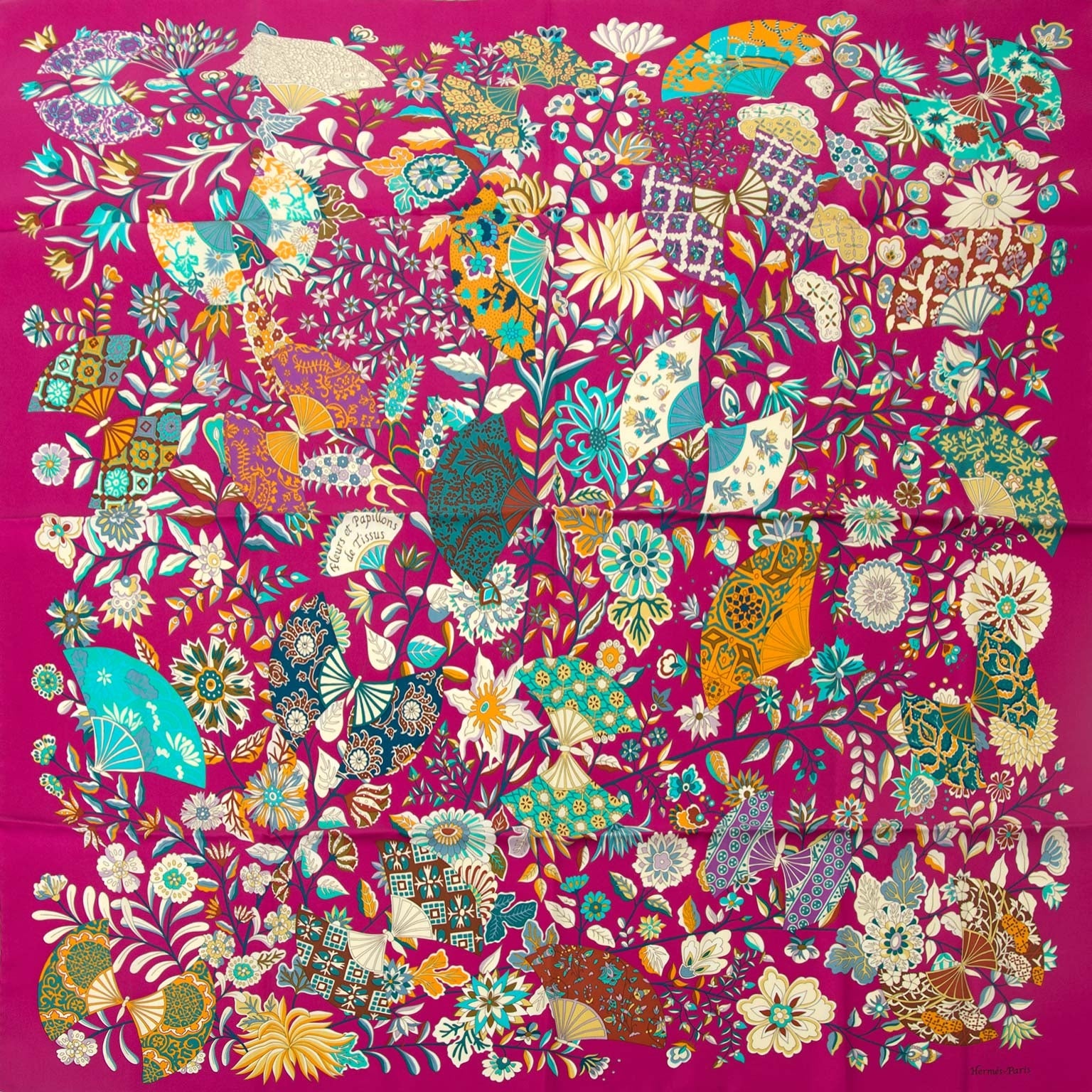 hermes carre fleurs et papillons de tissus scarf now for sale at labellov vintage fashion webshop belgium