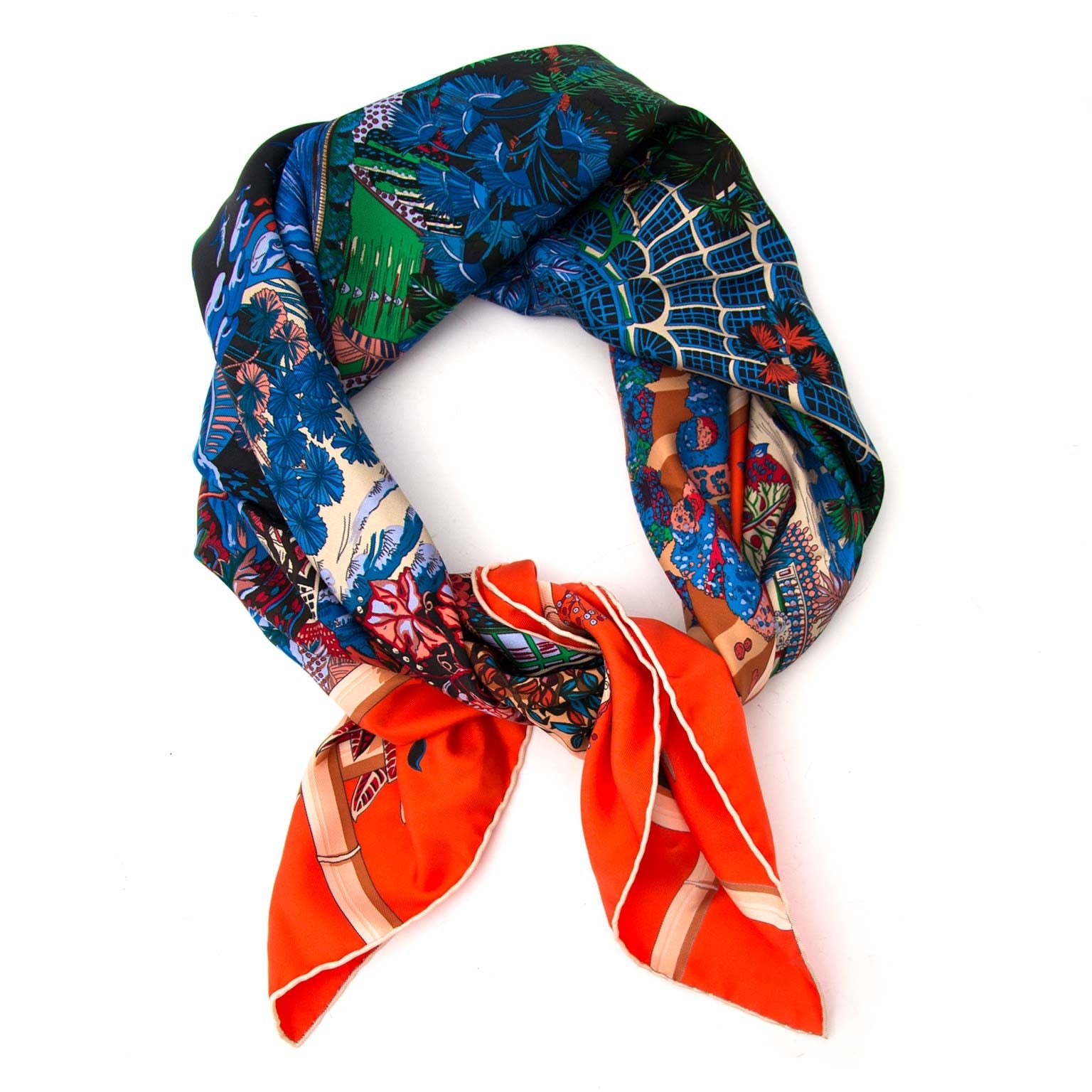 acheter en ligne seconde main Hermès Carré Jardins D'Hiver Silk Scarf