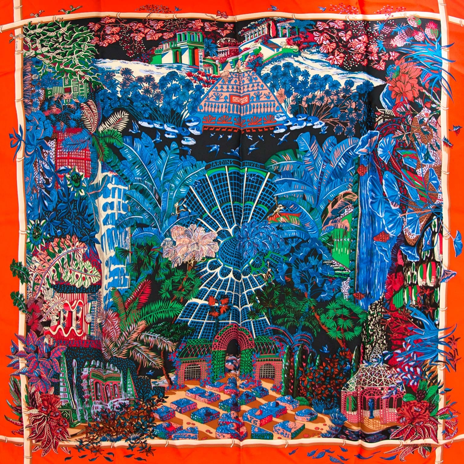 shop safe online secondhand Hermès Carré Jardins D'Hiver Silk Scarf