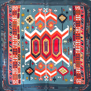 Hermès Carré 'Kilim' Blue & Reds Silk Scarf Buy authentic designer Hermes secondhand silk scarves at Labellov at the best price. Safe and secure shopping. Koop tweedehands authentieke Hermes sjaals tassen bij designer webwinkel labellov.