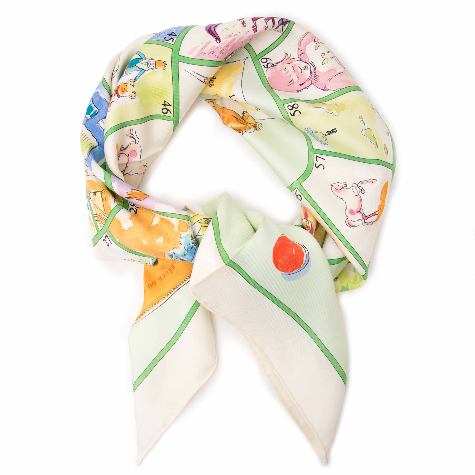 Buy now online your secondhand Hermès Silk Scarf Carré 'Le jeu des petits bonheurs' on labellov.com
