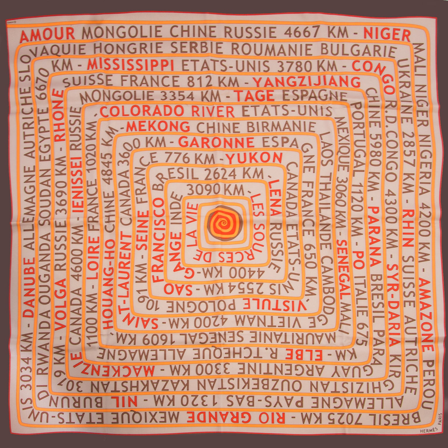 Buy your authentic silk carré scarfs from Hermes online Hermès Carré de Soie 'Sources de la vie'