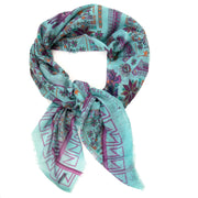 Buy versace cyan blue silk modal scarf at labellov vintage fashion webshop belgium