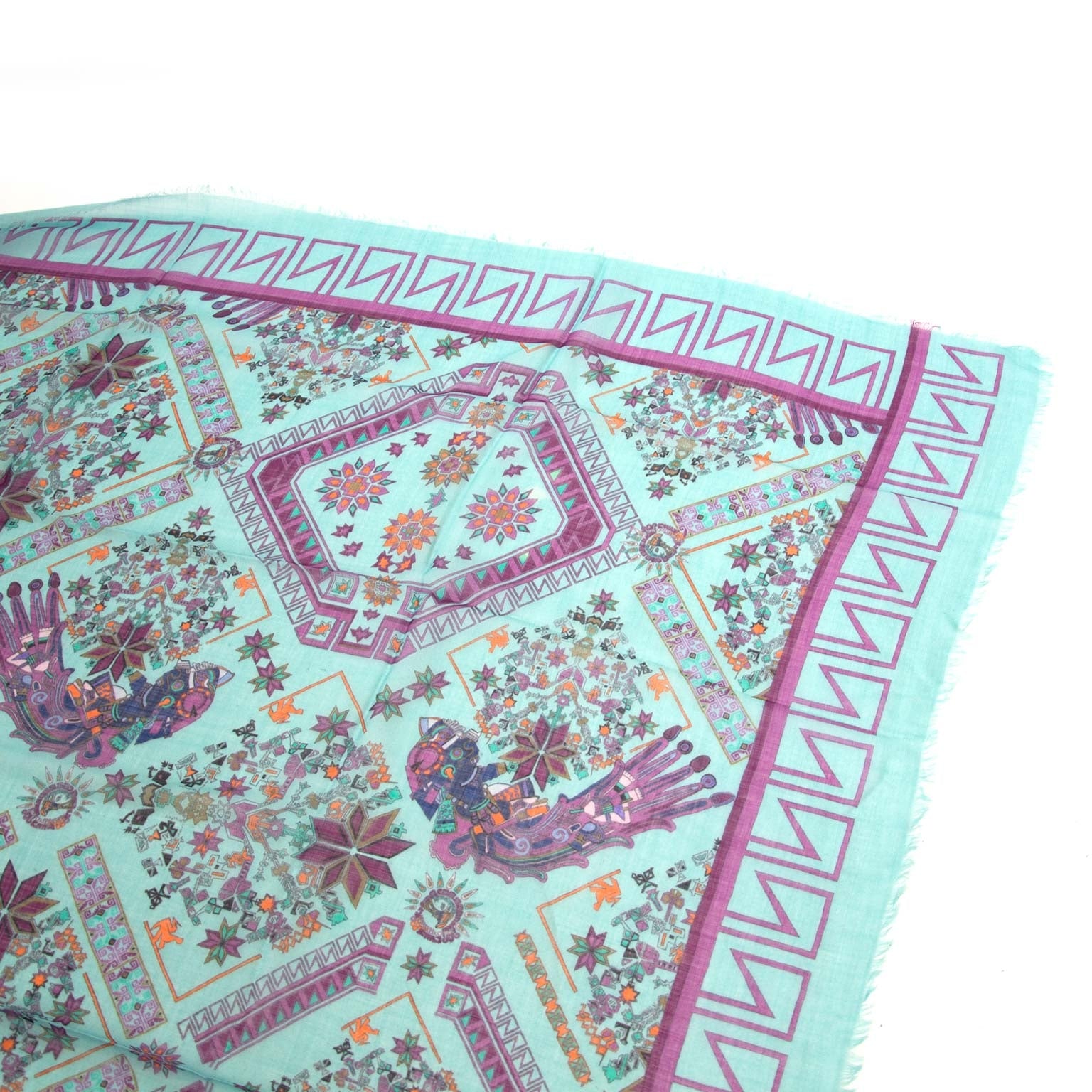 Koop versace blauwe zijden sjaal bij labellov vintage mode webshop belgië