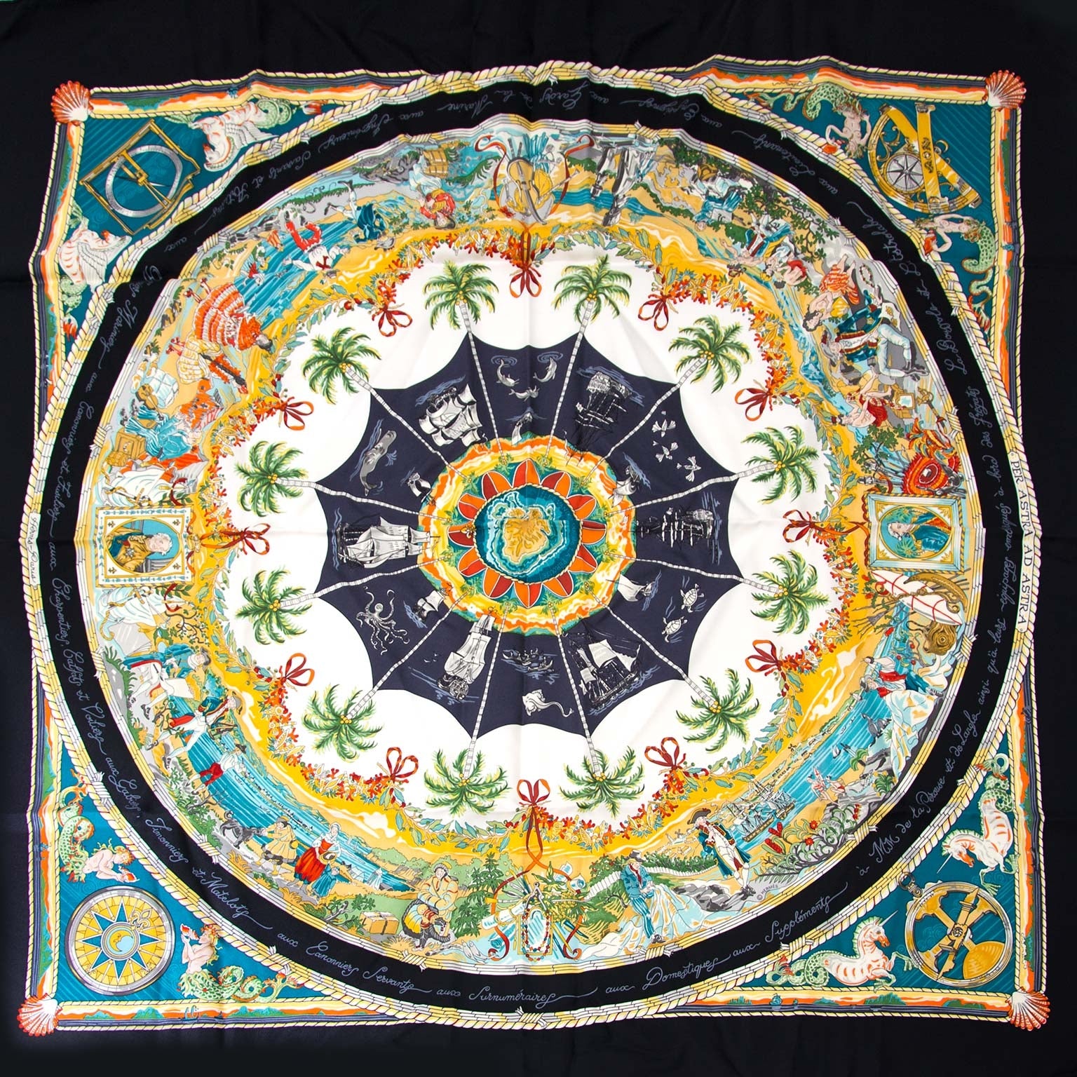 Hermes Carré 'Per Astra ad Astra' Scarf Black online at the best price