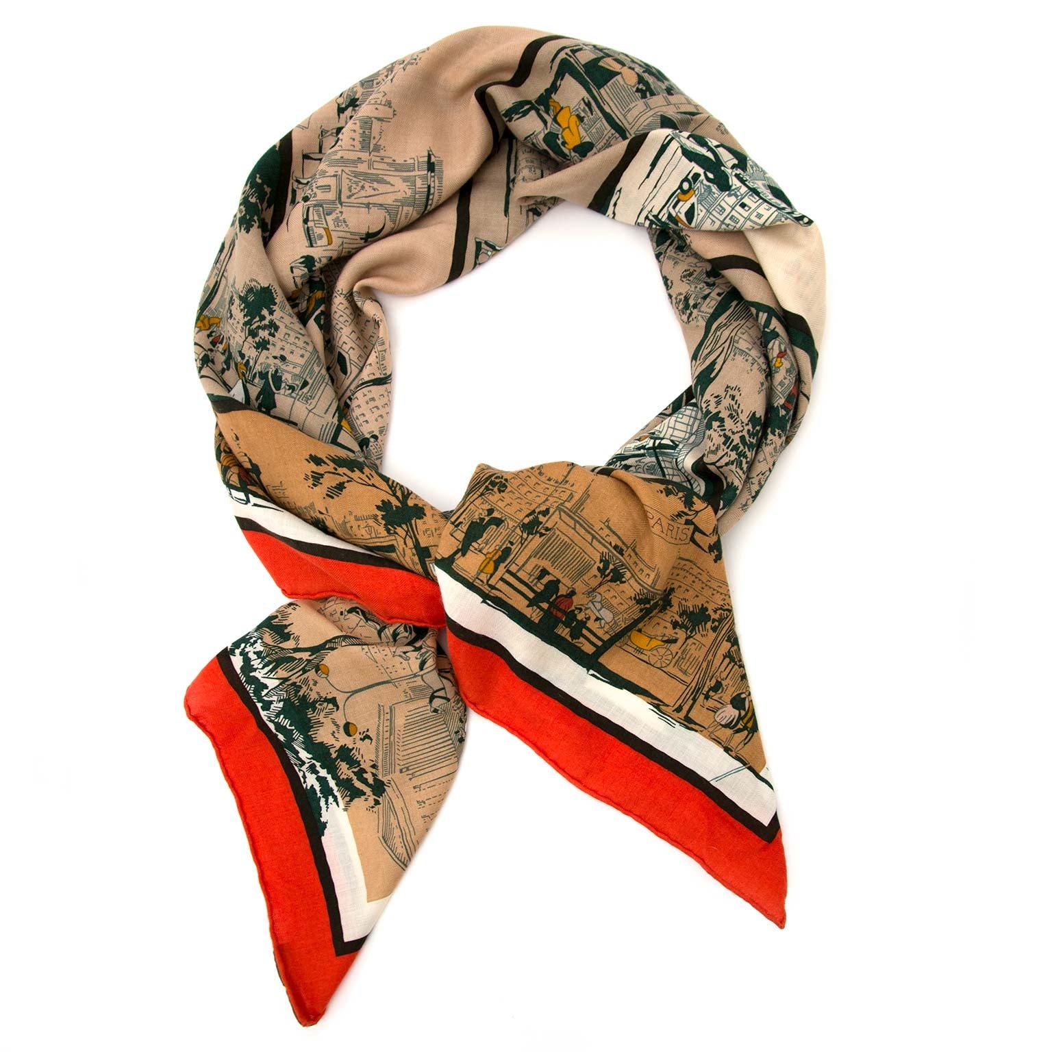 Hermes Carré Cashmere 'A Lombre des Boulevards' Scarf