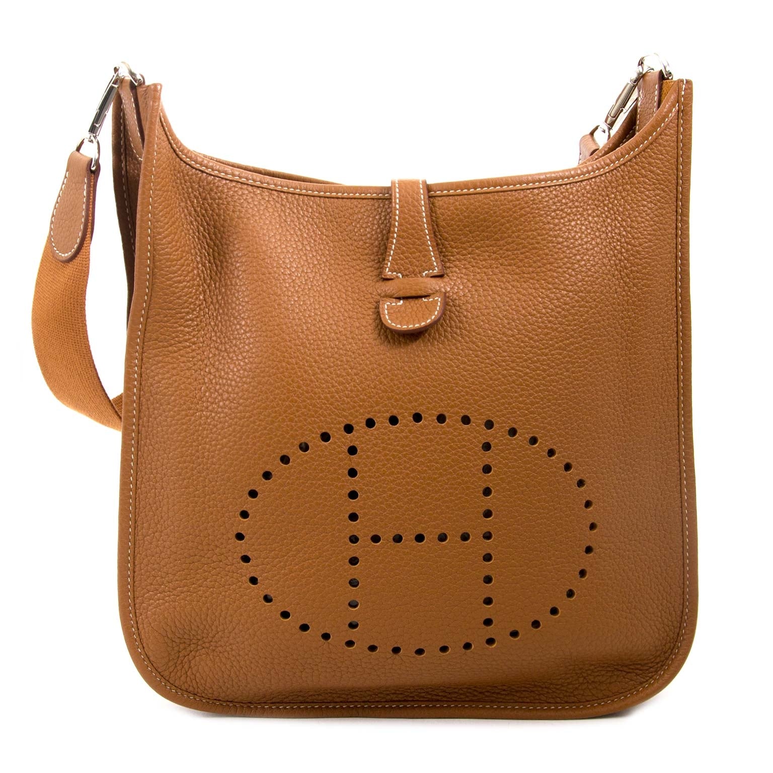 koop veilig online jou tweedehands Hermes Gold Evelyne III PM Messenger Bag