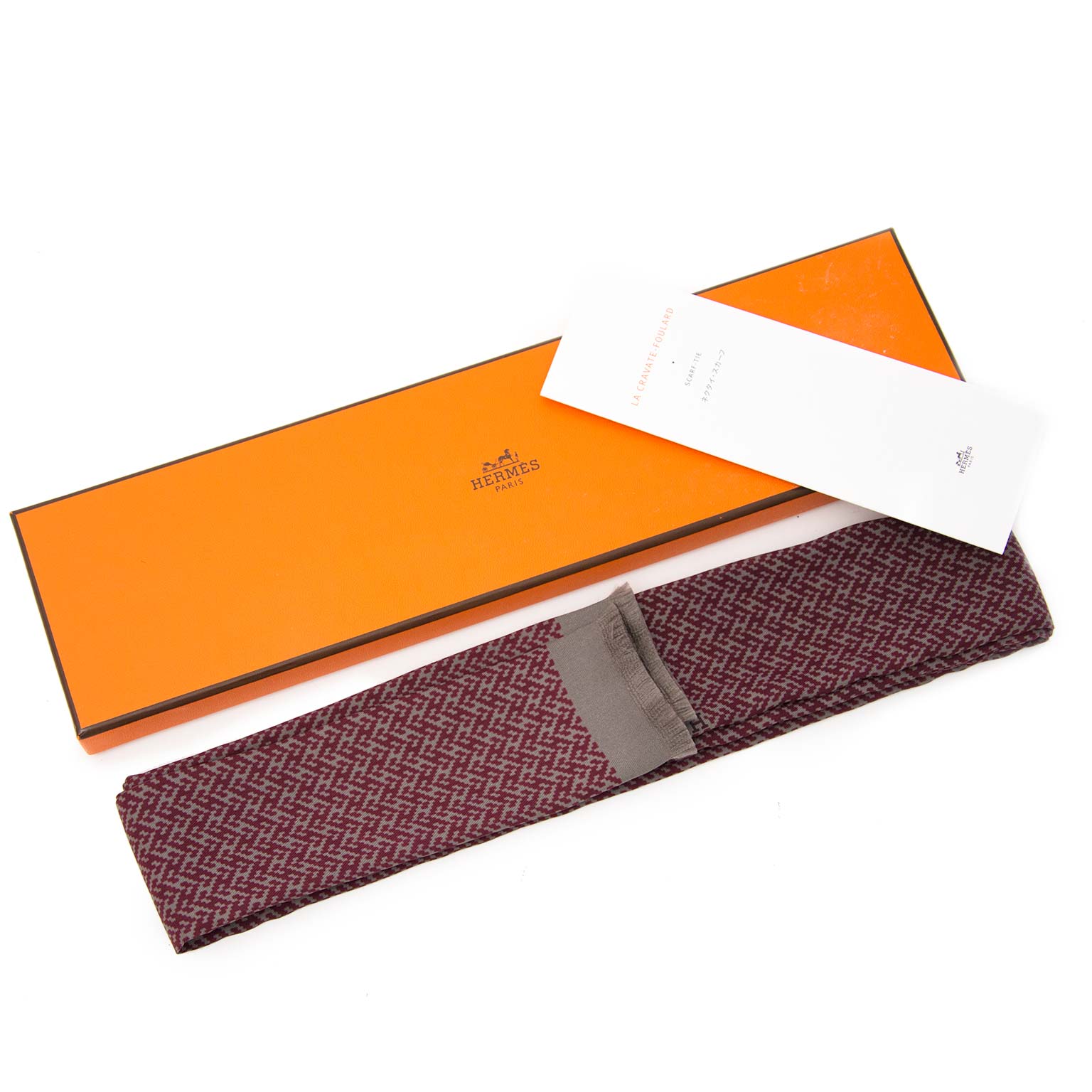 Hermès Cravate Foulard Grey and Bordeaux acheter secur en ligne