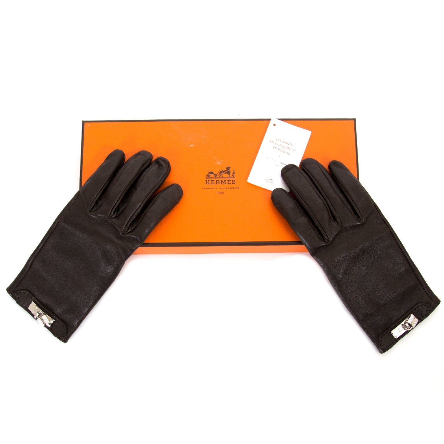 koop veilig online tegen de beste prijs Hermes Dark Brown Soya Gloves