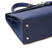 Hermès Kelly Sellier 25 Epsom Bleu Brighton PHW nu online bij labellov.com 100% authentiek