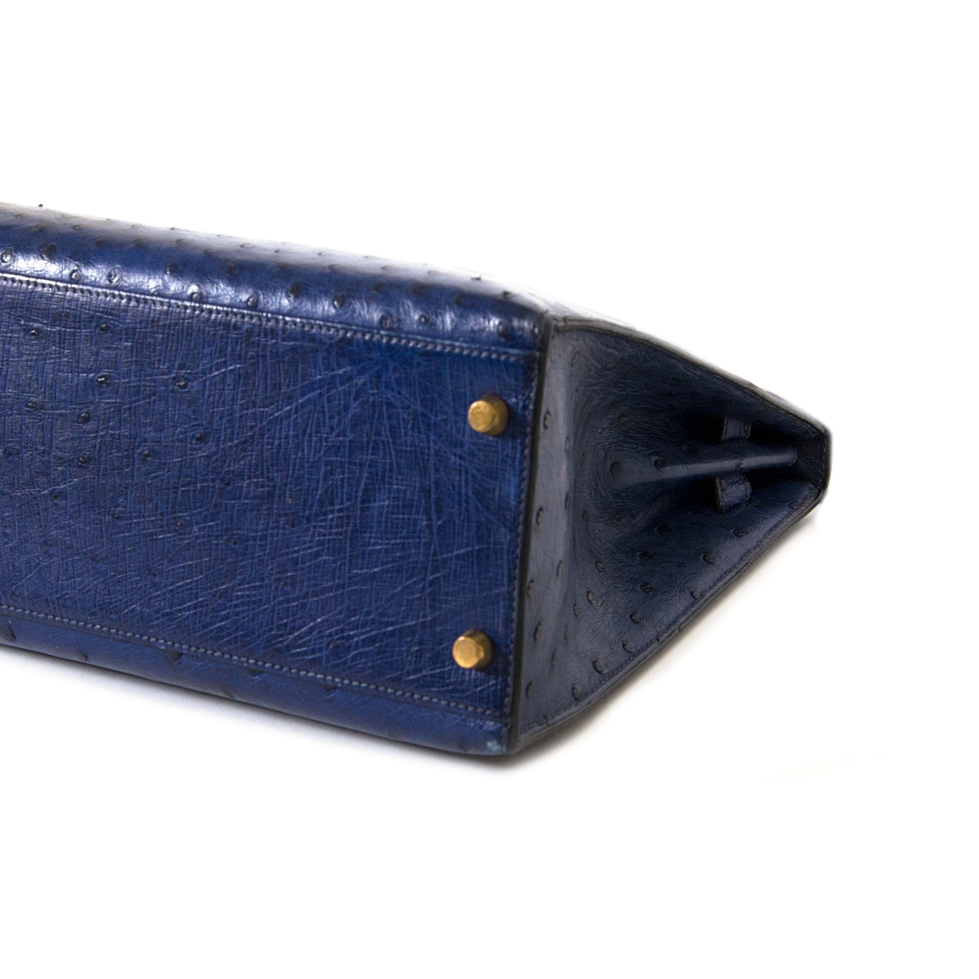 Hermès Kelly 32 Ostrich Blue GHW te koop bij Labellov
