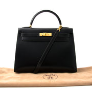 Hermès Kelly Bag 32cm Black Box Calf now online at labellov.com