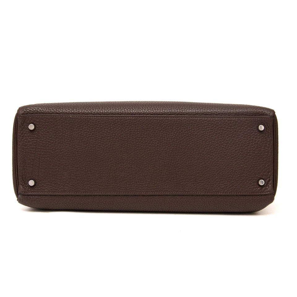 shop safe online worldwide shipping real real Hermes Kelly 40 Cafe Clemence Taurilllon PHW
