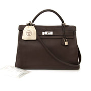 acheter en ligne seconde main sac a main Hermes Kelly 40 Cafe Clemence Taurilllon PHW