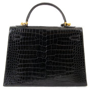 koop veilig online tegen de beste prijs tweedehands Hermes Kelly 35 Black Crocodile GHW