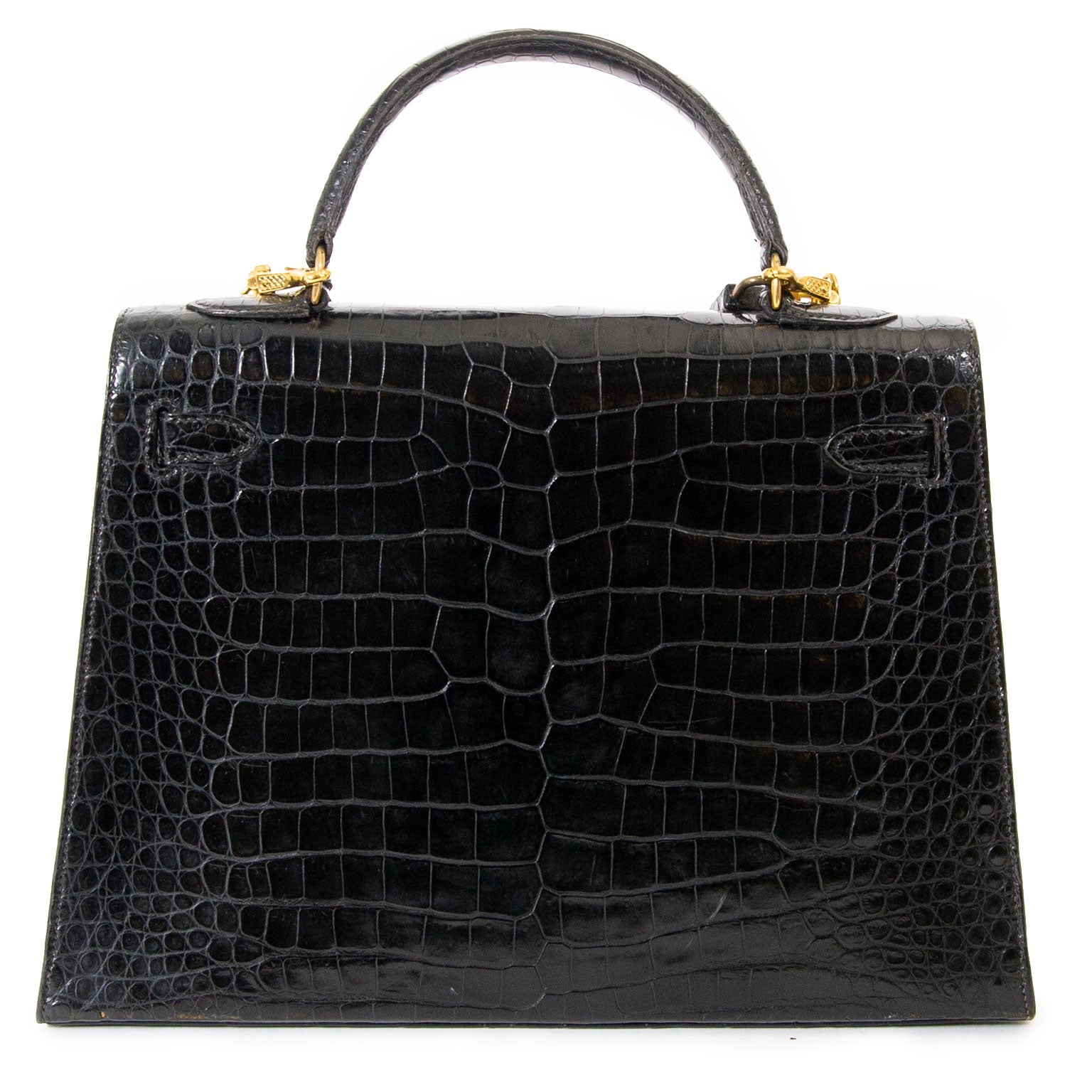 koop veilig online tegen de beste prijs tweedehands Hermes Kelly 35 Black Crocodile GHW