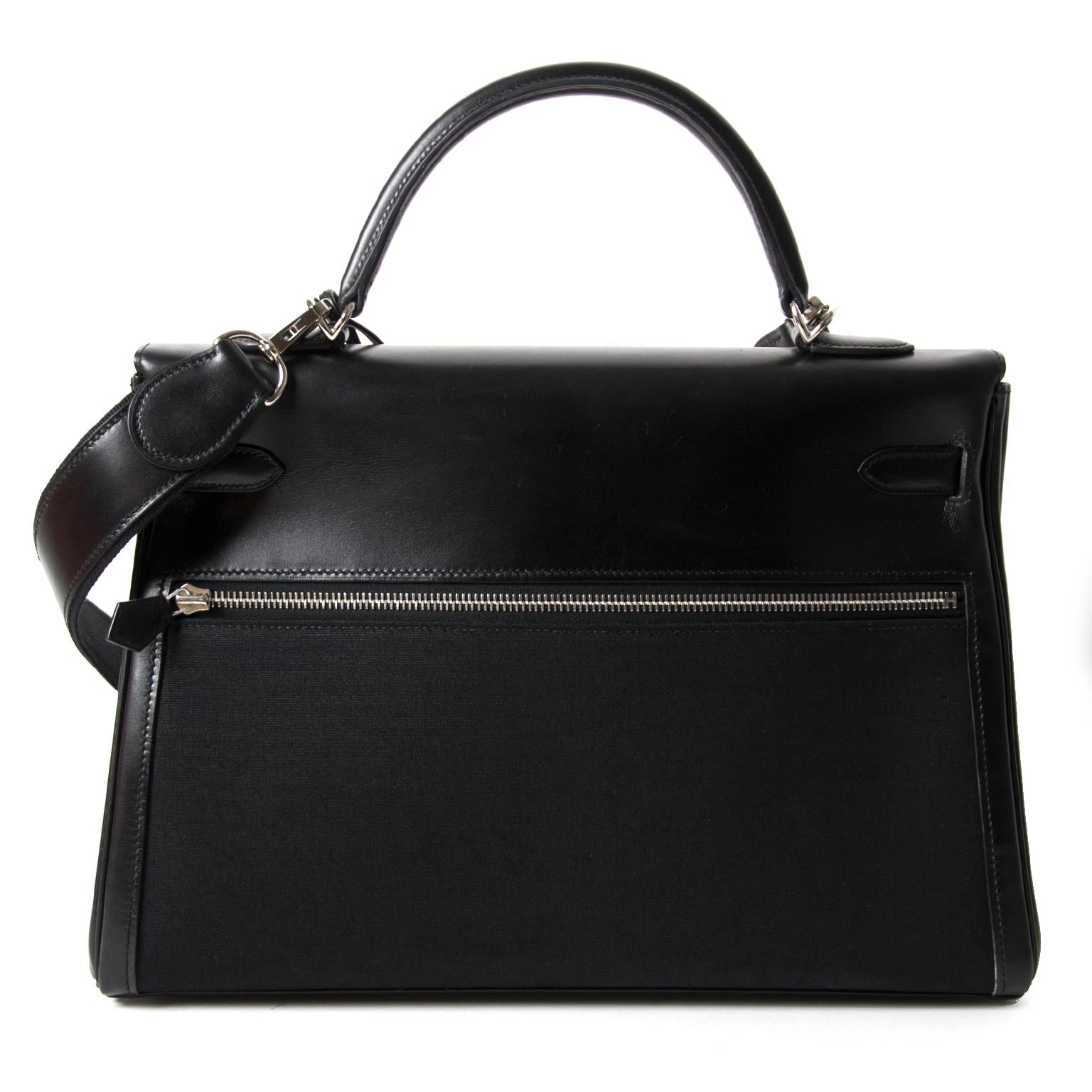 Are you interested in an authentic Hermès Kelly 35cm Lakis Black Boxcalf Leather with Toile PHW