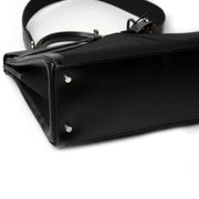 Hermès Kelly 35cm Lakis Black Boxcalf Leather with Toile PHW