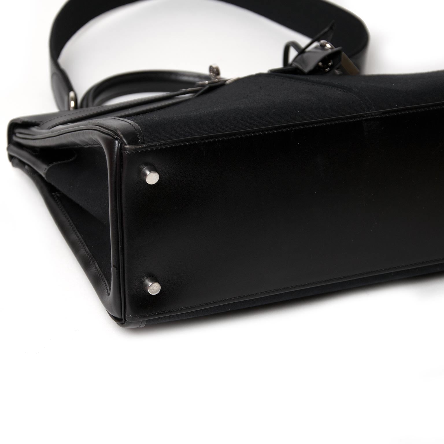 Hermès Kelly 35cm Lakis Black Boxcalf Leather with Toile PHW