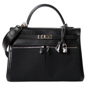 Hermès Kelly 35cm Lakis Black Boxcalf Leather with Toile PHW for sale online at Labellov