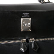 Buy your authentic one of a kind unique Hermès Kelly 35cm Lakis Black Boxcalf Leather with Toile PHW at Labellov