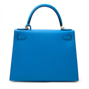 looking fer christmas gift ? brand new never used Hermès Kelly Sellier 28 Epsom Bleu Zanzibar GHW