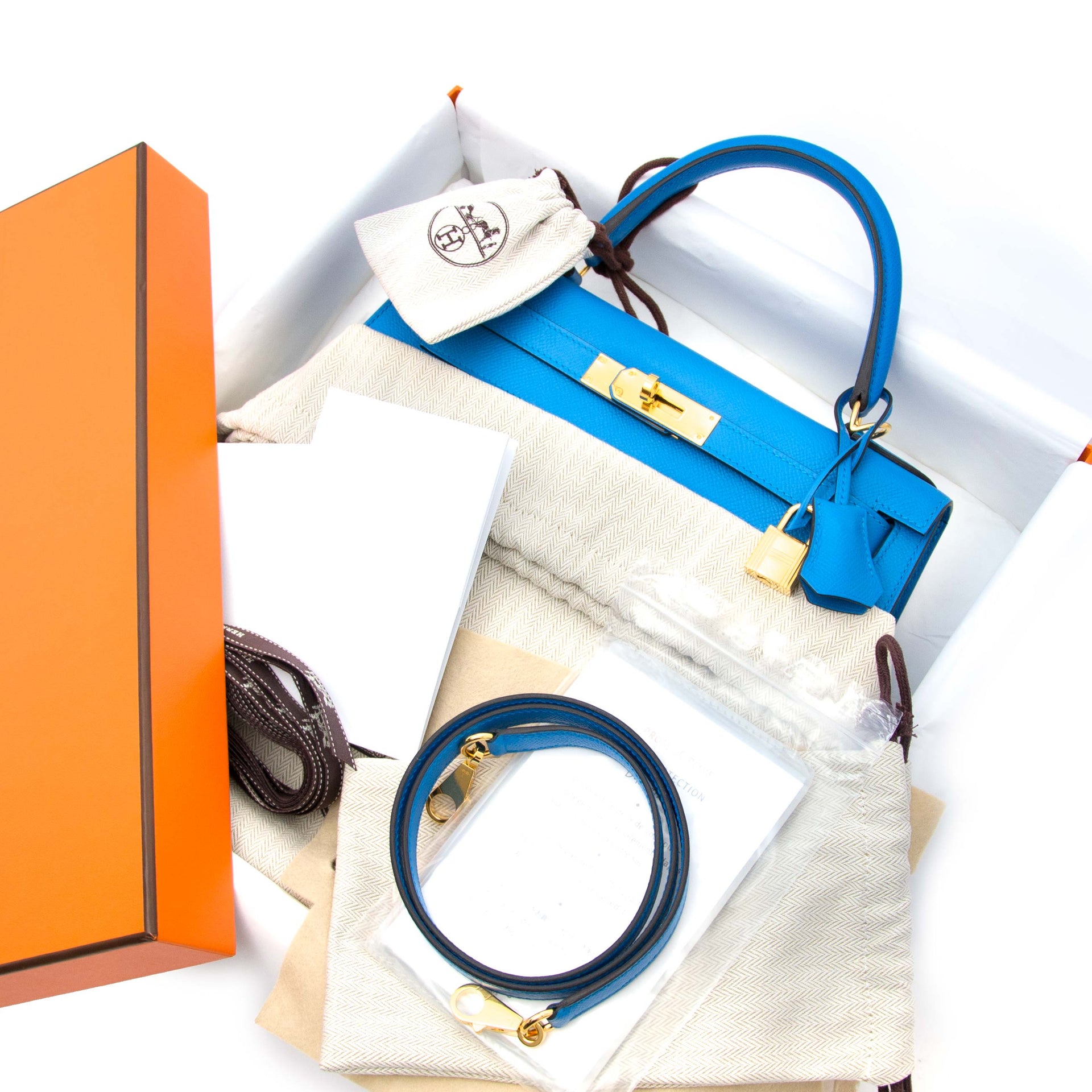 shop your luxury acheter en ligne neuf sac a main Hermès Kelly Sellier 28 Epsom Bleu Zanzibar GHW